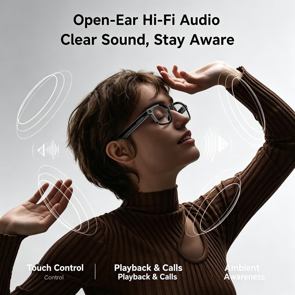 AI Smart Glasses, 8MP HD Camera, Bluetooth Audio, Real-Time Translation