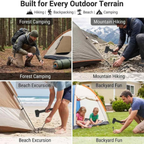 Tent Stake Hammer with 8 Steel Stakes, Peg Puller, Bottle Opener, Storage Handle