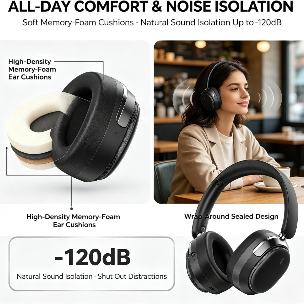 AI Camera Headset 8MP 1080P Video with Bluetooth and Dolby Atmos，Black