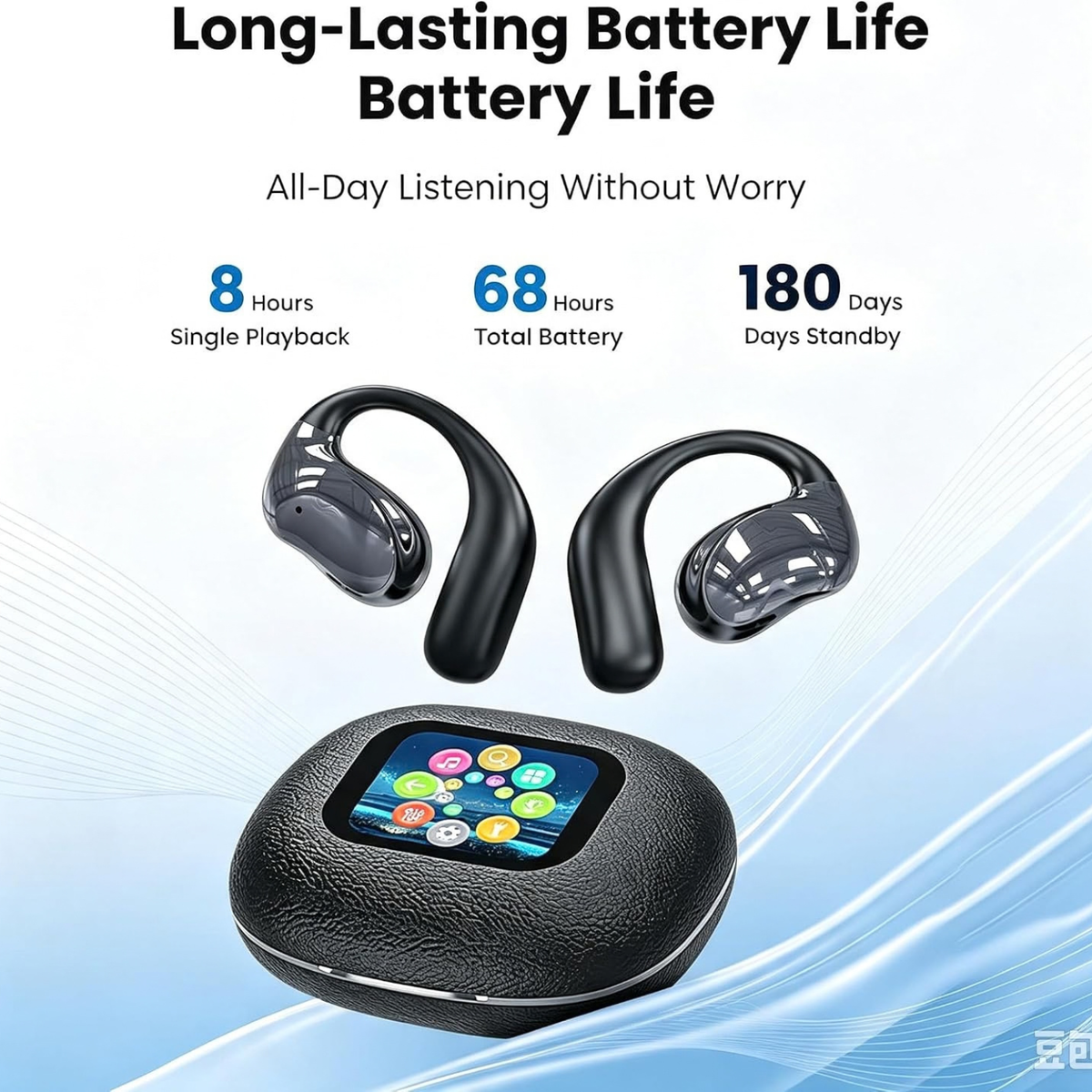 Open-Ear Bone Conduction Wireless Earbuds Bluetooth 5.4 with Smart Charging Case
