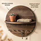 4PCS Key Holder Wall Mount Wood with Shelf and Hooks