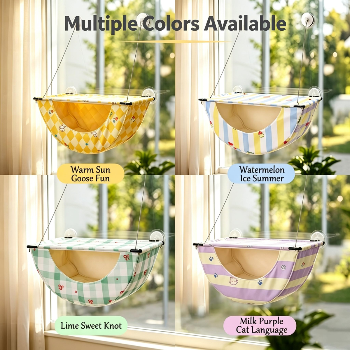 Cat Window Perch, Suction Cup Cat Hammock with Storage Pocket for Indoor (A)