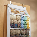 6-Tier Hanging Yarn Storage Organizer with Zippered Compartments and Mesh Pockets