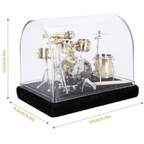 Mini Drum Set with Display Box and Base, Metal Mini Drum Kit, Miniature Musical Instrument Drum Set, Mini Drums for Gifts Families Friends