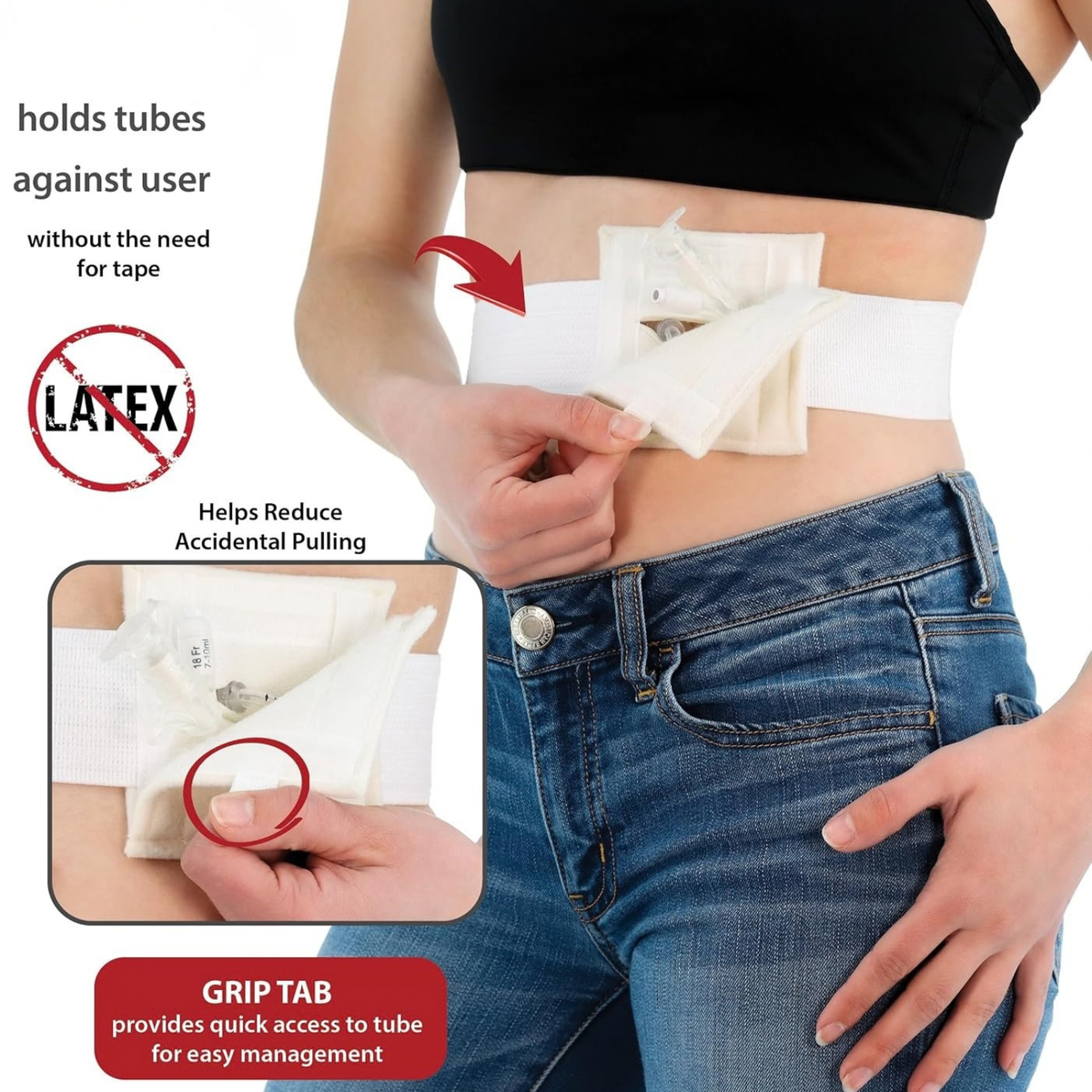NelMed G-Tube Holder Belt for PEG & Feeding Tubes, Adjustable, Washable S/M