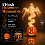 Swirling Ghost Pumpkin Yard Lamp, LED Halloween Ghost Glow Pumpkin Decor