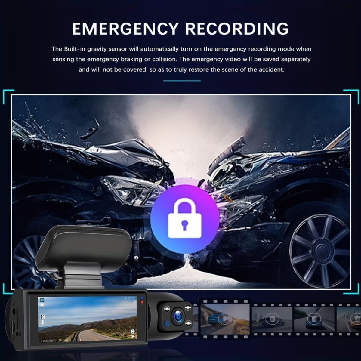 1080P Dual Camera Dash Cam Front and Inside Car DVR Recorder