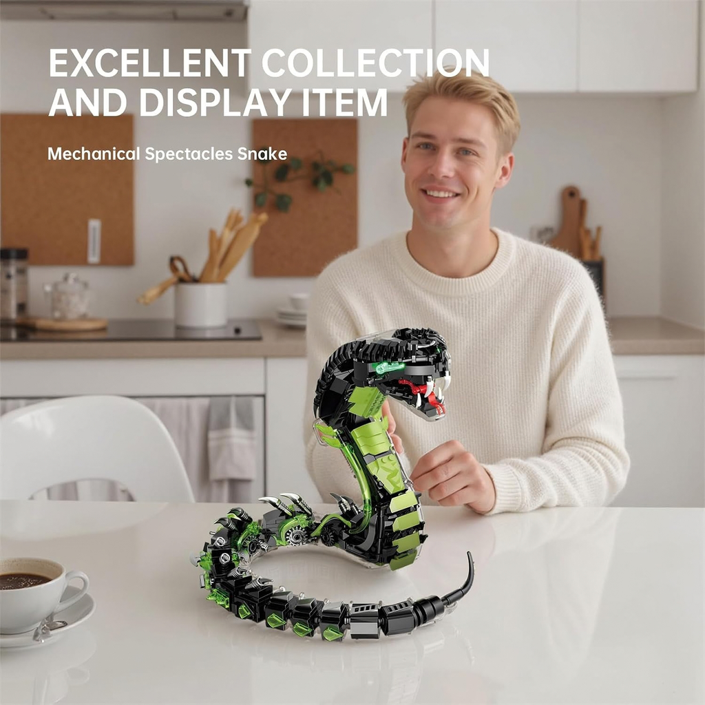 Mechanical Snake Building Blocks Set 3D Cobra Model for Adults Kids