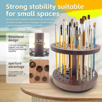 360° Rotating Hardwood Paint Brush Holder, Artist Desktop Storage Organizer