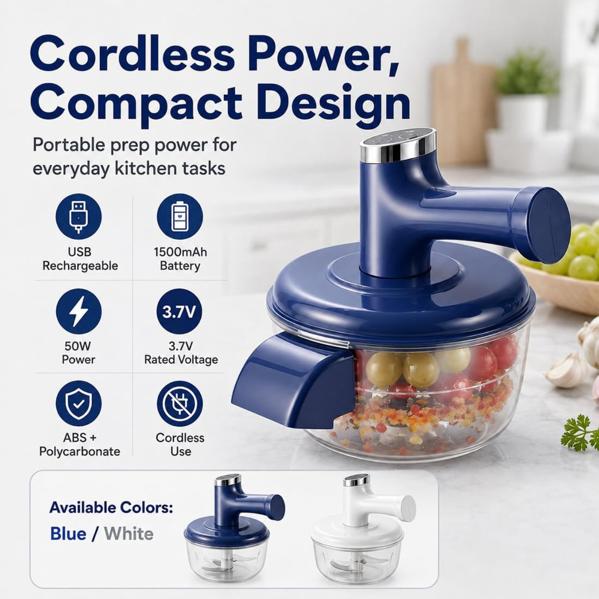 Electric Fruit Peeler & Mixer, 2-in-1 Cordless One-Touch Peeling Machine