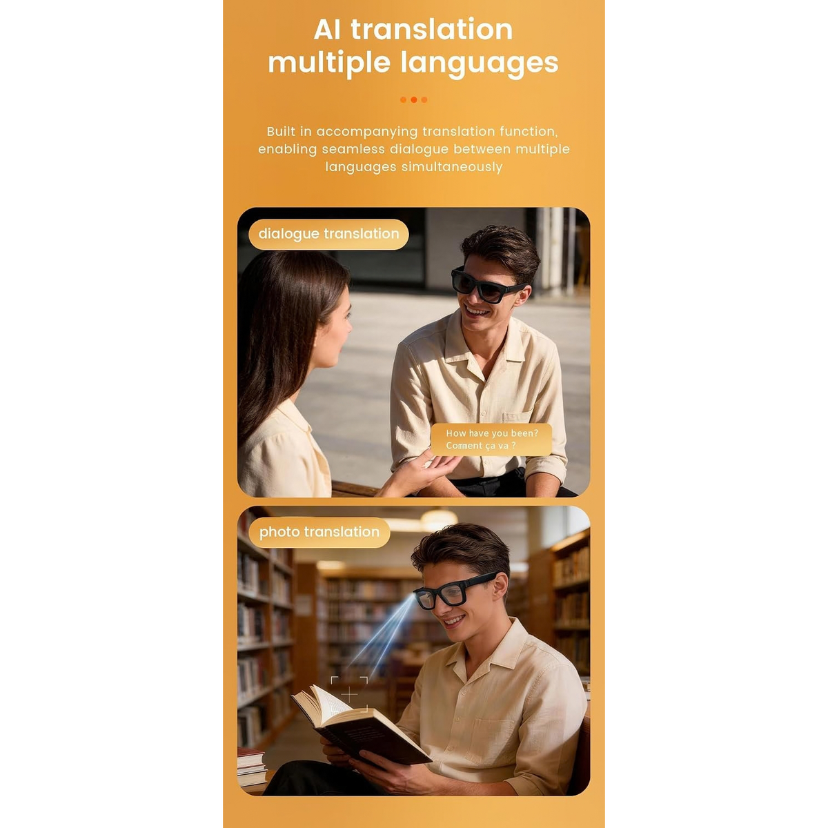 AI Smart Glasses with 8MP Camera, HD Video, ChatGPT AI Assistant and Translation