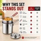 Stainless Steel Pot with Lift-Out Draining Basket & Food Tongs