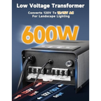 600W Low Voltage Transformer with 2 Zones,Timer & Photocell Sensor