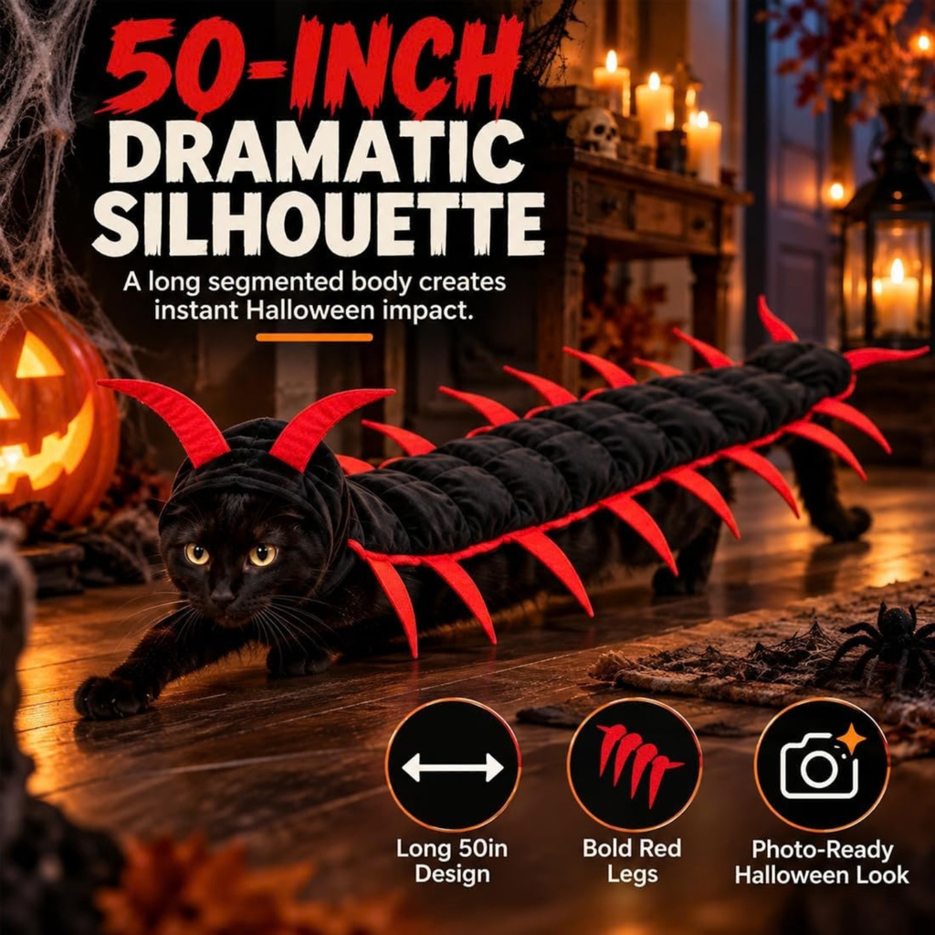 Centipede Cat Costume, 3D Halloween Centipede Costume for Cats & Small Dogs