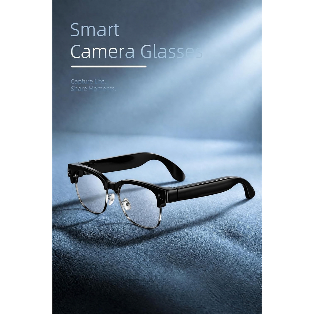 Smart Camera Glasses, 8MP HD Video, 1080P/30FPS, Open-Ear Audio, Bluetooth Wearable