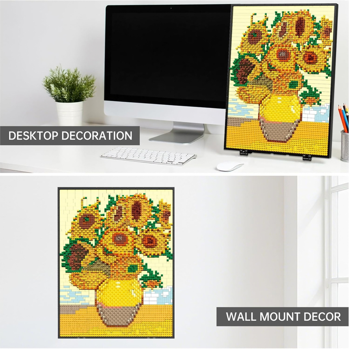 Sunflower Pixelated Brick Art Mini Blocks Wall Art Set for Adults