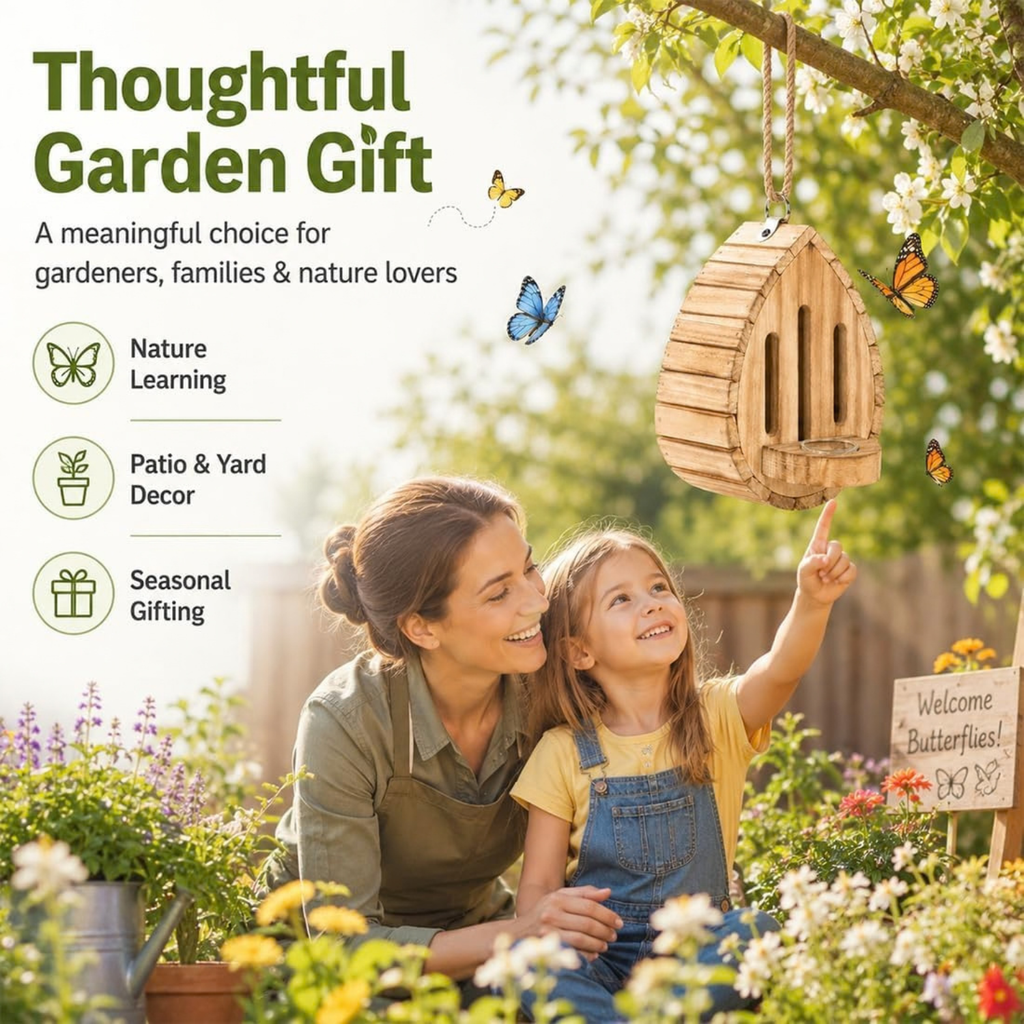 Butterfly Houses for Outside, Hanging Butterfly House Wooden Shelter (1PC)