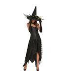 Women's LED Lighted Witch Hat Halloween Costume with Gauze Feathers