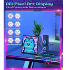 Gugxiom LED Pixel Art Display, Customizable LED Panel, Smart Clock DIY Graffiti Programmable LED Sign, Cyberpunk Decor, Smart Digital Display for Wall Art & Gaming Room Decor（32 * 32）