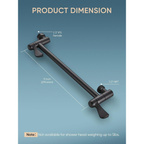 11" Solid Brass Shower Extension Arm, 360° Adjustable, Matte Black Wall Mount