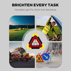 LED Emergency Triangle Warning Light, USB Rechargeable Solar Road Safety Triangle for Car Truck RV