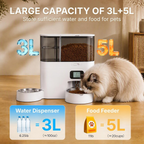 5L Automatic Cat Feeder & 3L Water Dispenser, Button Control