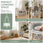 Cat Swing, Cats Hammock with Soft Cushion Handwoven Hanging Purr Swing Bed