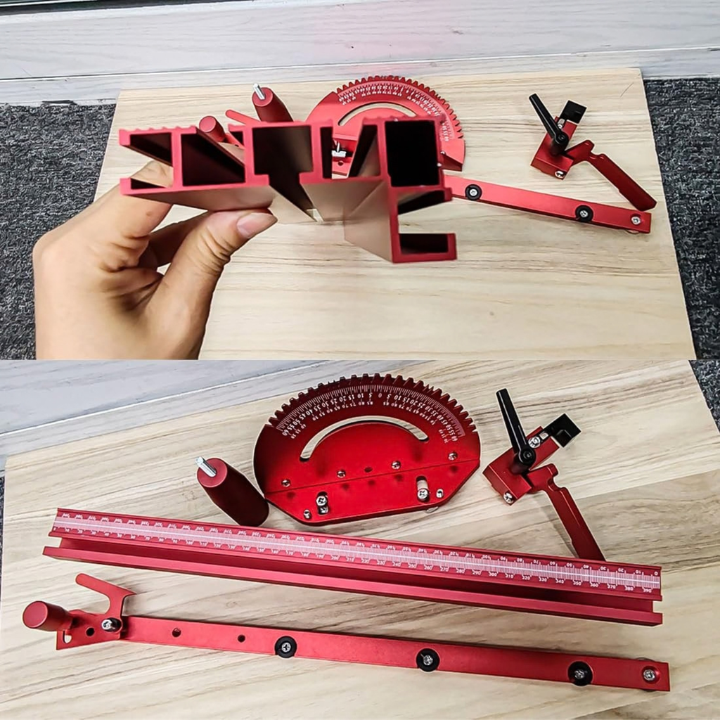 Precision Table Saw Miter Gauge with Aluminum Fence and Flip Stop