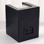 Single Watch Winder Box, Black PU Leather with Clear Window