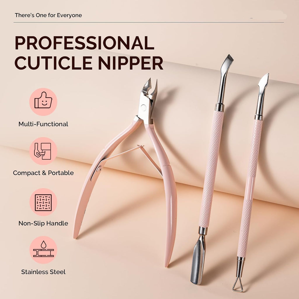 Compact Nail Dust Collector Set with 3Pcs Stainless Steel Cuticle Trimmer Kit – Powerful 3-Speed Electric Vacuum Fan with Reusable High-Density Filter, Professional Cuticle Nipper