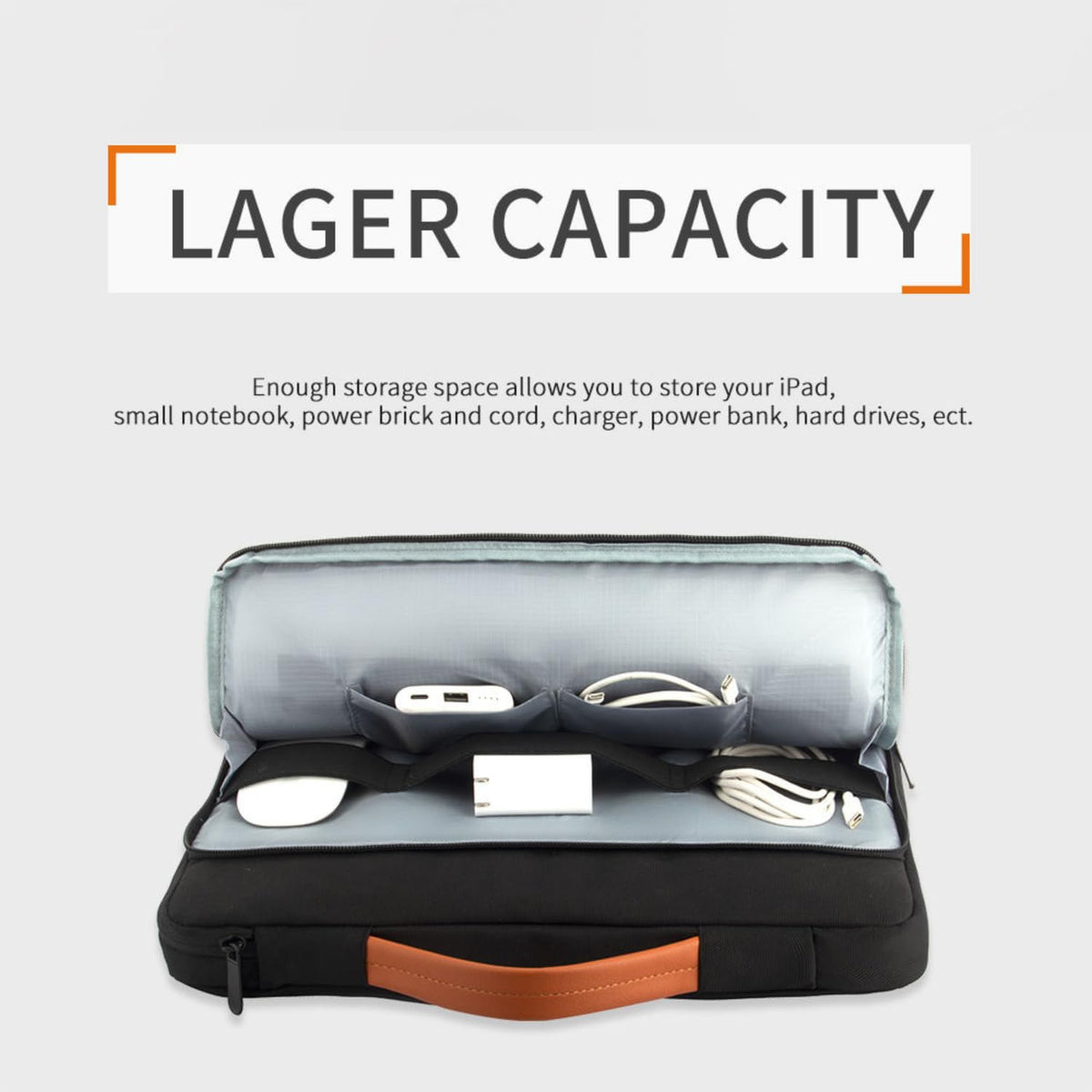 Laptop Sleeve Case Protective Carrying Bag Water Resistant Computer Cover PU Handle Black