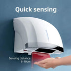 Commercial Electric Automatic Hand Dryer High Speed Wall Mounted Hot & Cold Air Sensor Hand Dryer, Fast Drying Infrared Motion Sensor Blower for Bathroom, Hotel, Office & Home Use (White & Chrome)