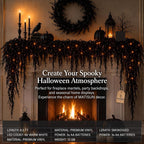 Halloween Garland with Lights Black Vine Mantel Decor (1.8M) Spooky Lighted Design Creates A Dark Holiday Atmosphere For Mantels, Stairs, Doors And Party Spaces.