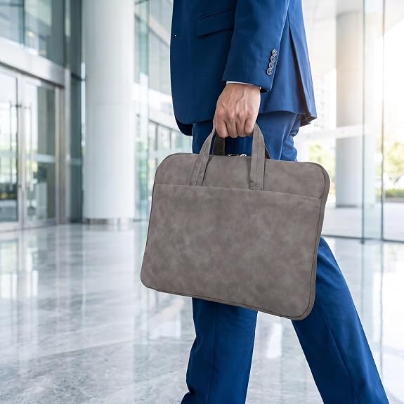 Inch Laptop Briefcase Bag, PU Polyurethane, Water Resistant Thick Padded Interior, Front Pocket Compartments, Portable Handle, for Classroom Transitions and Student Lectures