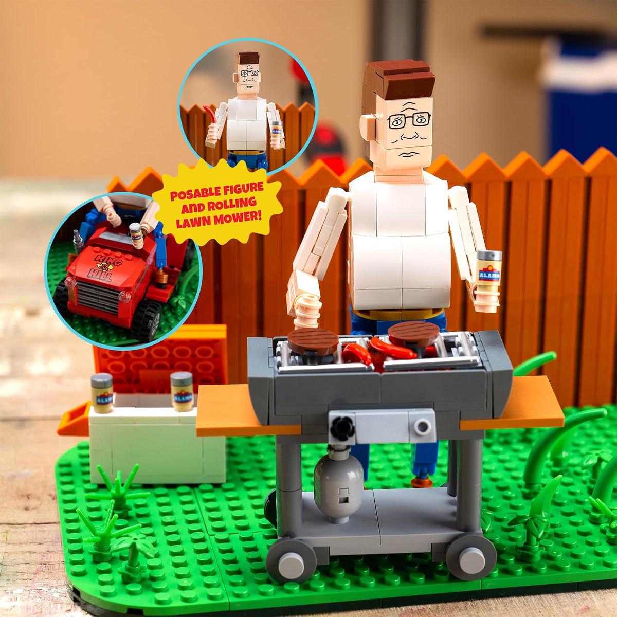 King of the Hill Hank Hill Backyard Building Kit, 586-Piece Collectible Set