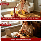 Wooden Yarn Holder for Crocheting and Knitting with Dual Magnetic Spindles