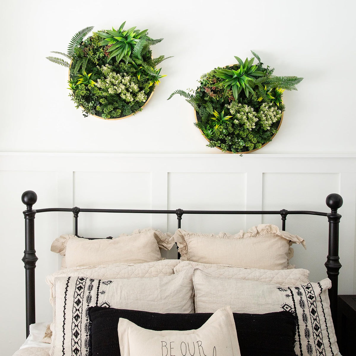 20in Queensland Rainforest Artificial Living Wall Panel - UV Resistant, Gold Aluminum Frame, Indoor/Outdoor Greenery Wall Art for Homes,...