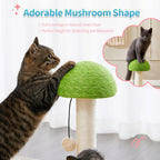 Made4Pets 20" Mushroom Cat Scratcher, Sisal Post with Track Ball Toy, Green