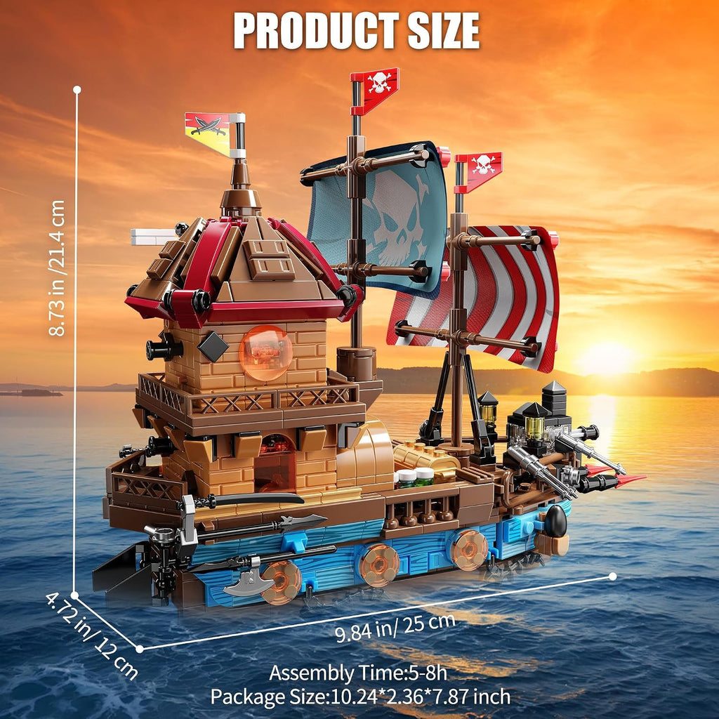 Pirate Ship Building Kit 916 Pcs with LED Lights, Creative Pirate Toy Model