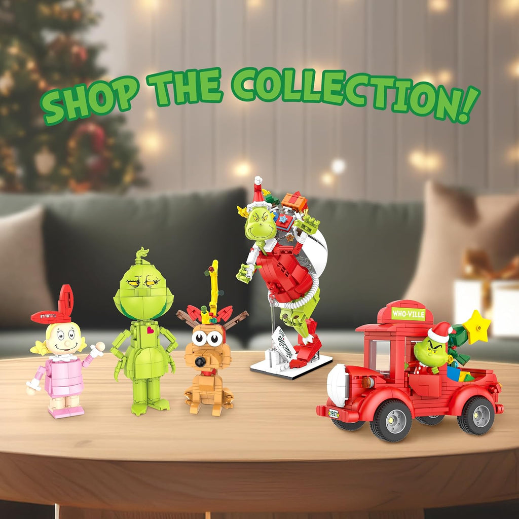 Dr. Seuss Grinch Truck Building Set, 300-Piece Christmas Collectible with Grinch Figure