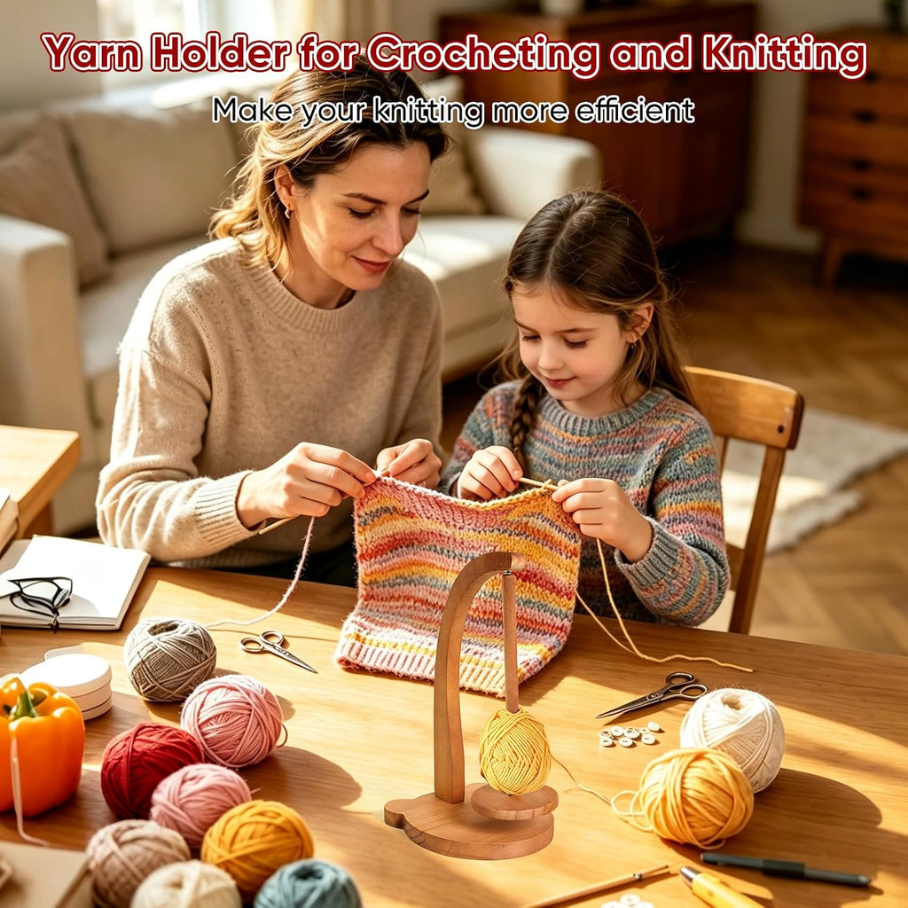 Yarn Holder for Crocheting and Knitting, Magnetic Rotating Yarn Spinner