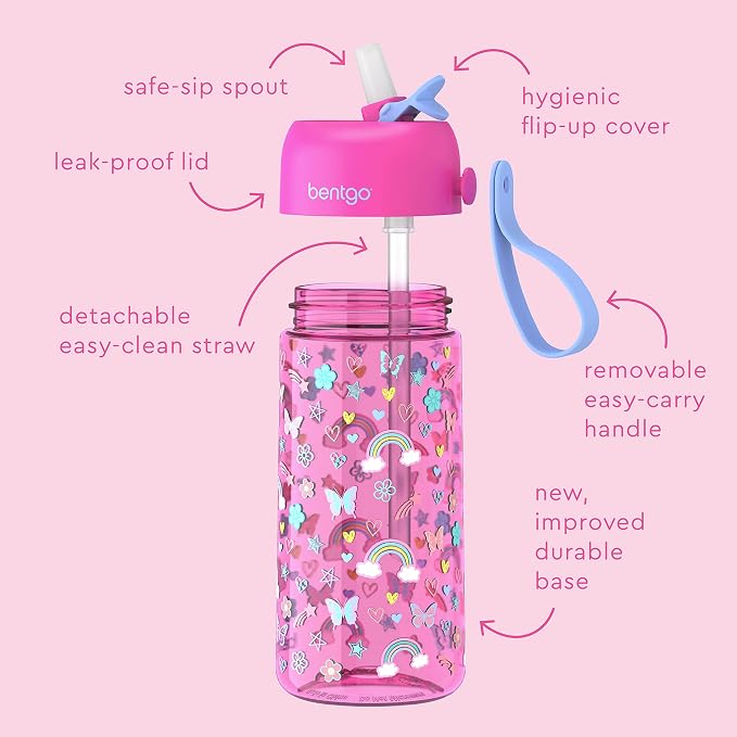 Kids 2-in-1 Backpack & Insulated Lunch Bag Set Water Bottle - New & Improved 2023 (Rainbows and Butterflies)