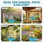 Solar Fountain Bird Bath Hanging Cascade Water Feature for Outdoor Garden & Yard Decor (Blue(XL))