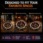 3D Haunted Staircase Round Rug – Spooky Halloween Optical Illusion，B-120cm