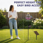 Solar Fountain Bird Bath with Stakes, Cascade Water Feature for Garden & Yard Decor (Purple)