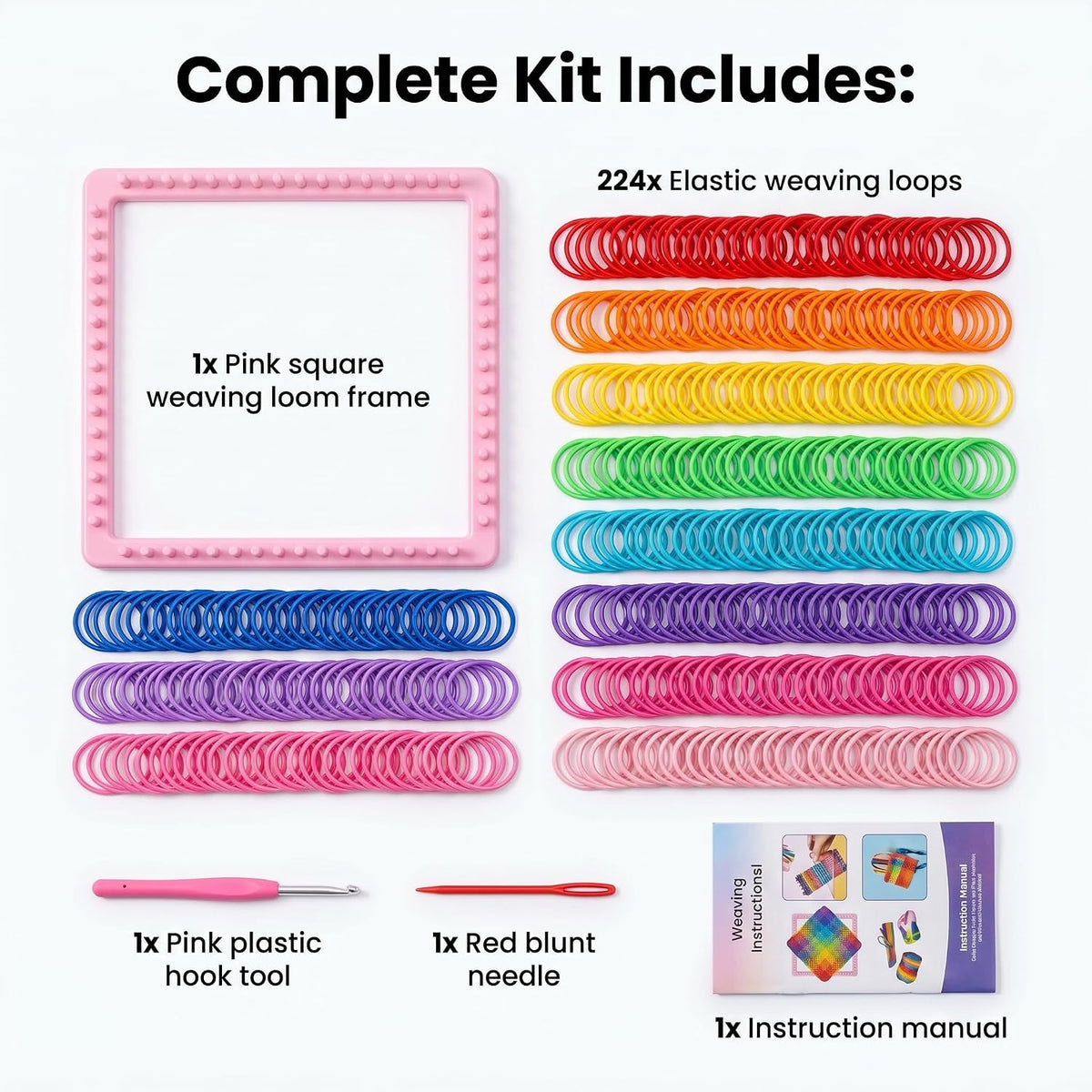 Weaving Loom Kit, DIY Potholder Knitting Kit with 192 Craft Loops for Beginners