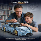 1:14 Blue Race Car Building Blocks, 973-Piece Supercar Model Kit