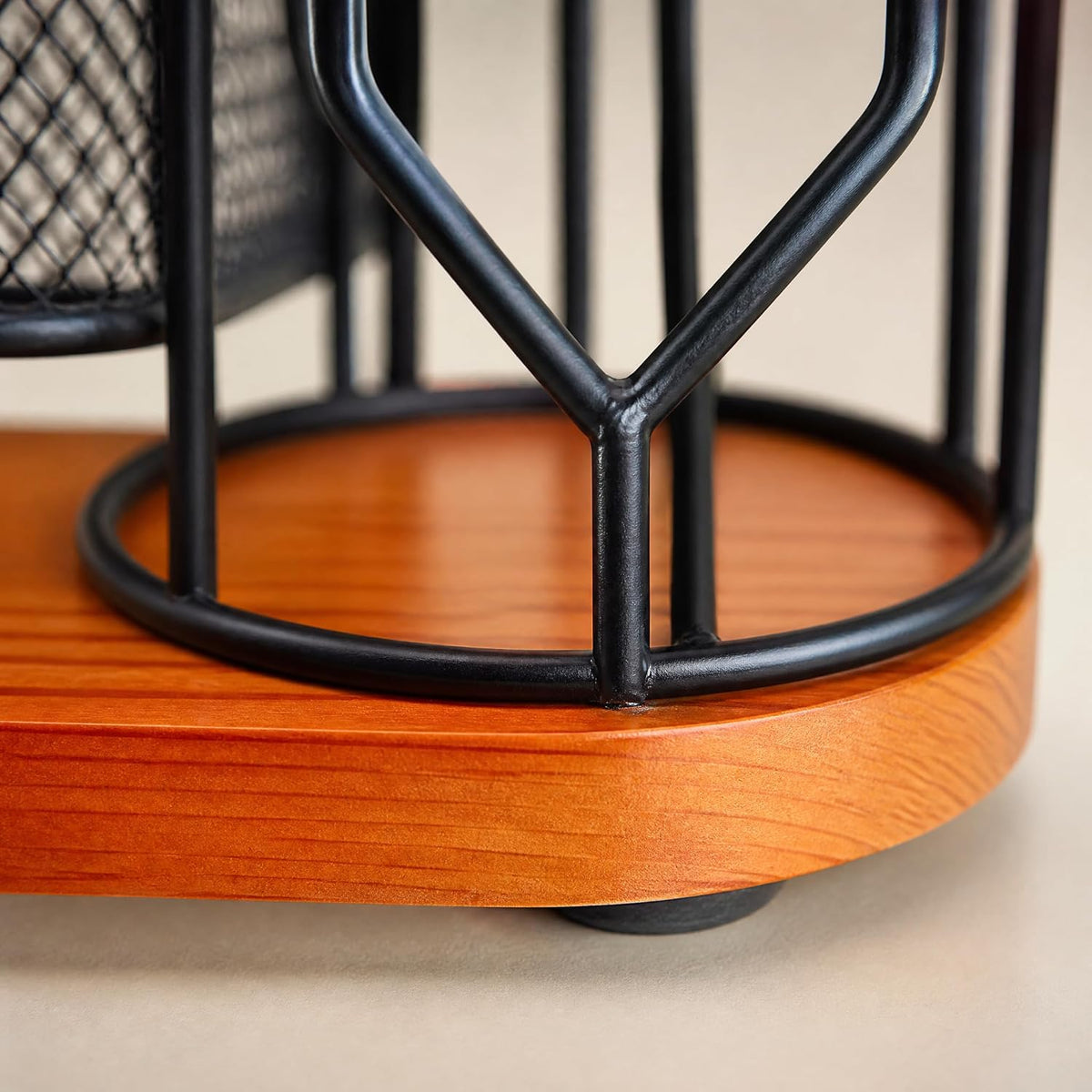 Coffee Cup and Lid Holder for Countertop, Disposable Coffee Organizer Station with Wooden Base