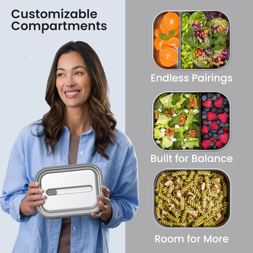MicroSteel Leak-Proof Bento Lunch Box, Microwave & Oven-Safe