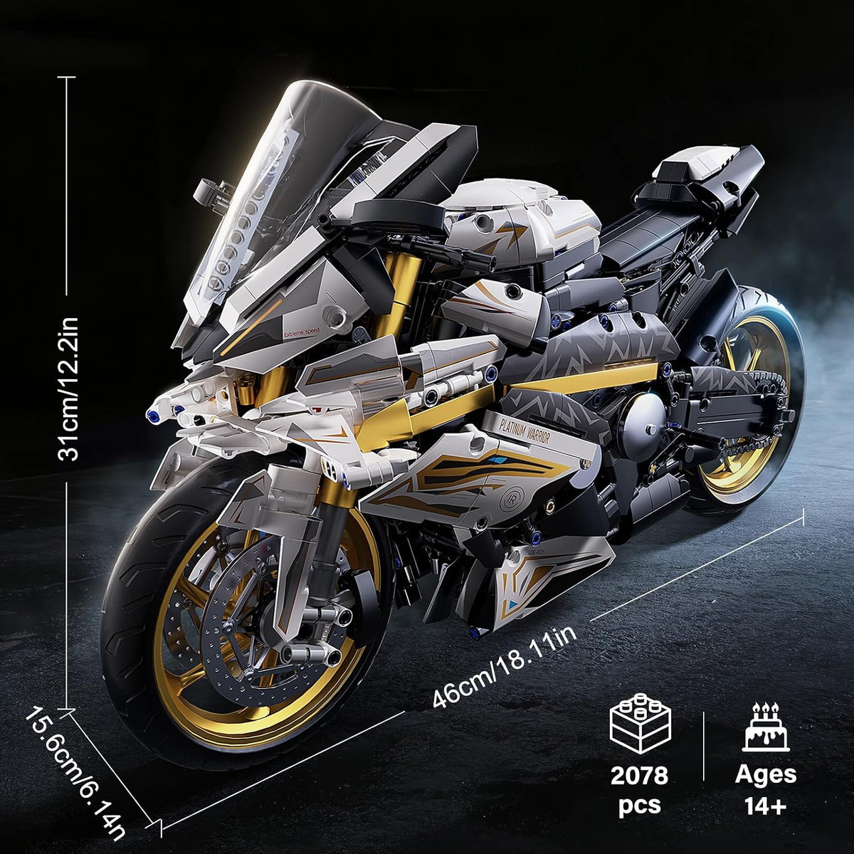 Chodia 1:5 Motorcycle Building Set, 2,078-Piece Large-Scale Model